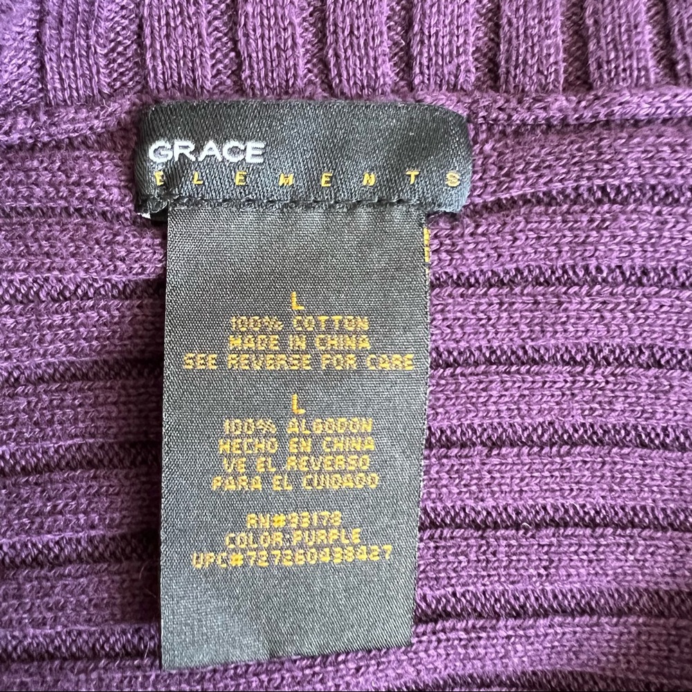 Grace Elements Purple Ribbed Cocoon Cardigan -L - image 5